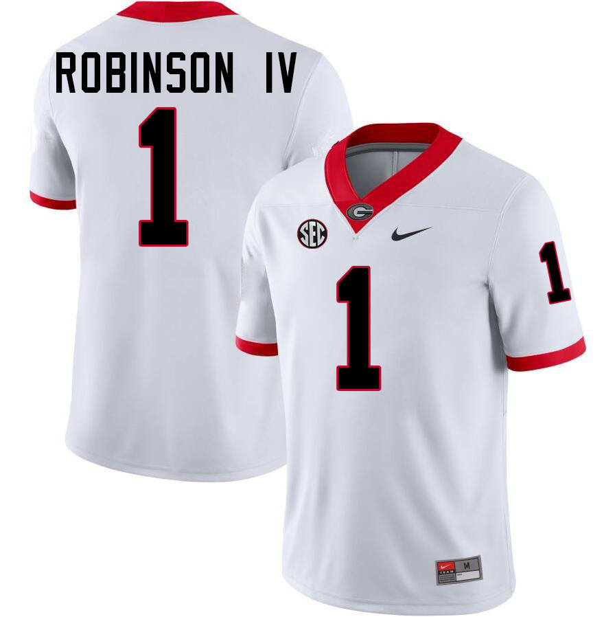 #1 Ellis Robinson IV UGA Jersey,University Of Georgia Bulldogs Football Jersey,Uniforms,Gears-White